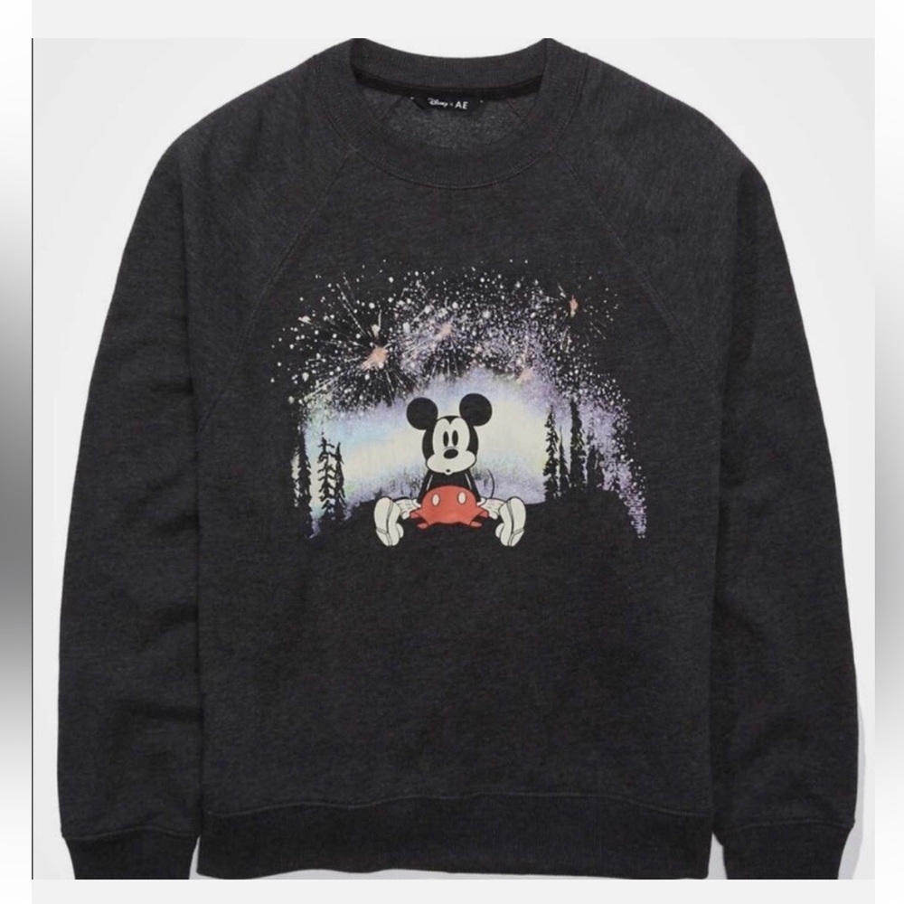 Disney x American Eagle Mickey Mouse Fireworks Sweatshirt Gray Size XXL